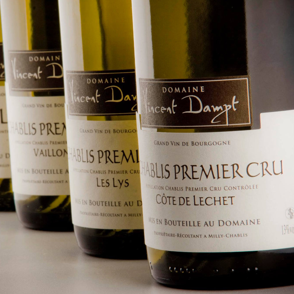 Domaine Vincent Dampt Chablis Bottles Lined Up