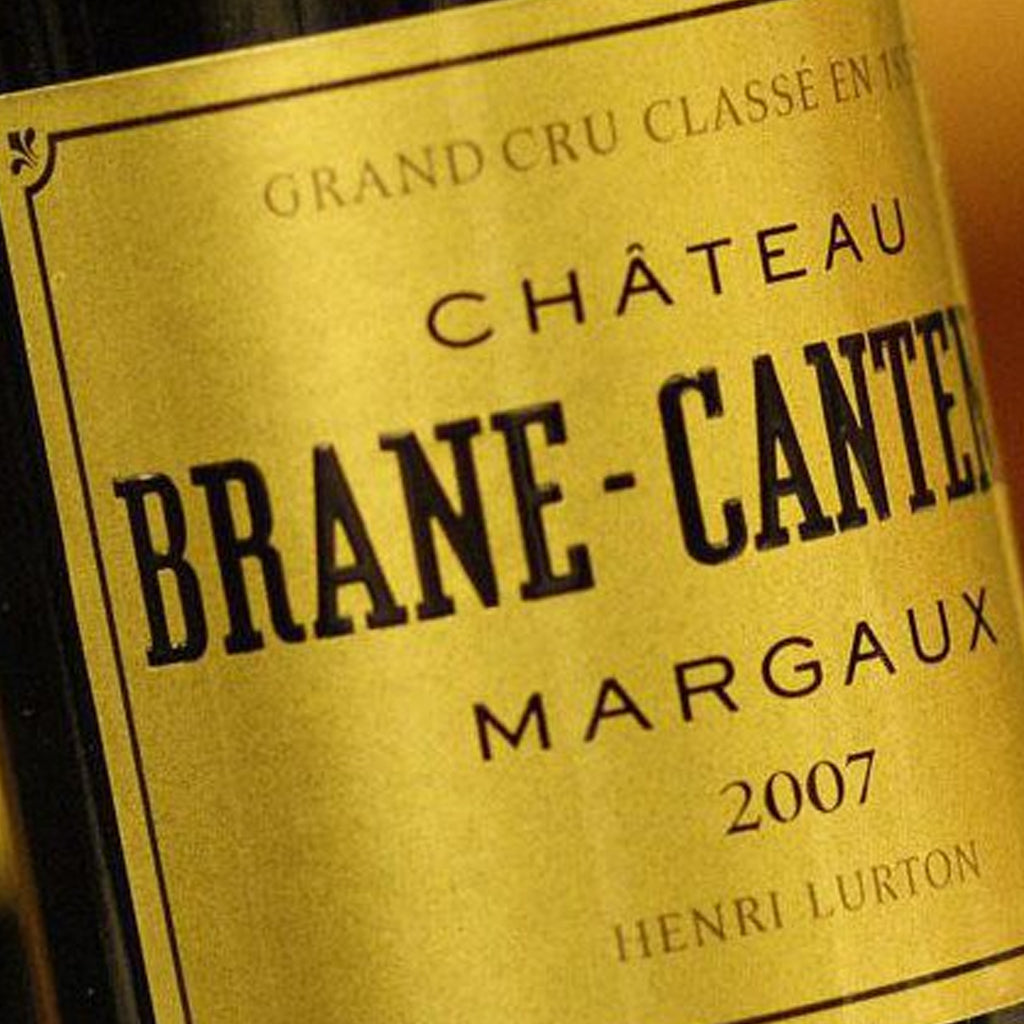 Close up image of a Château Brane-Cantenac Margaux 2007 Wine Label