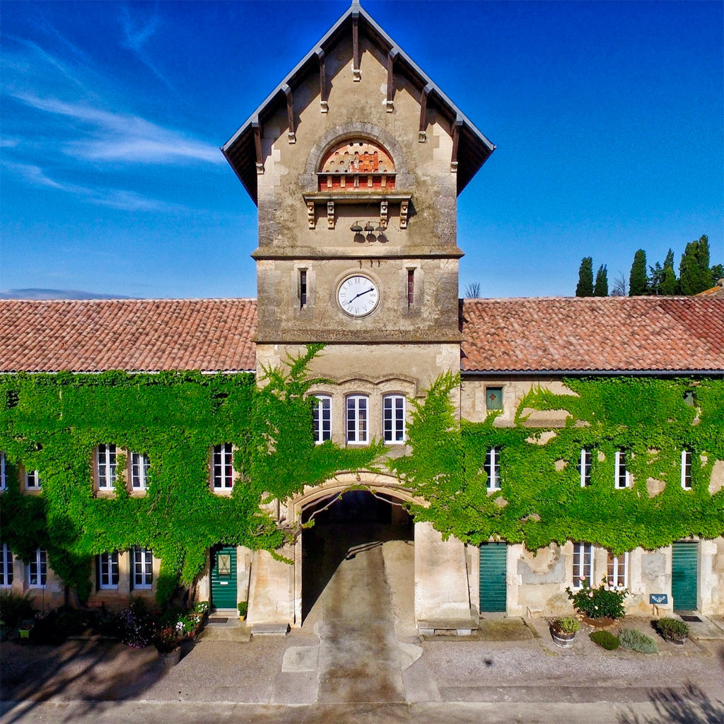 The entrance to Château la Bastide in Corbières, France