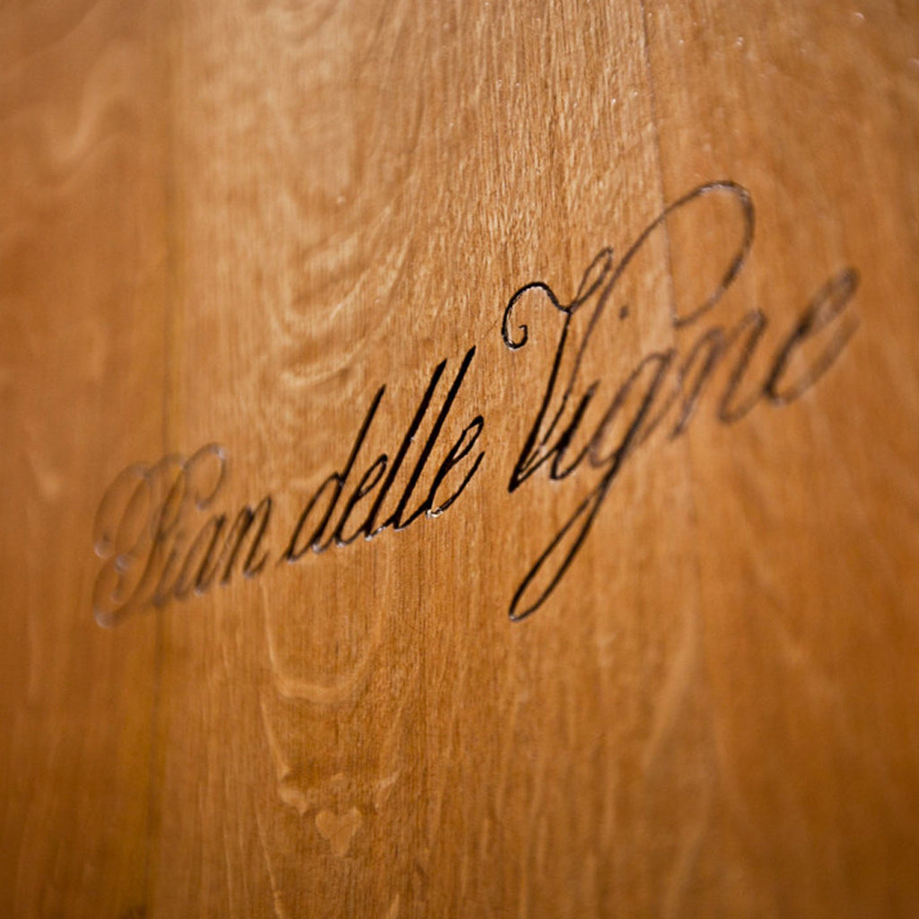 Pian delle Vigne etched on oak cask