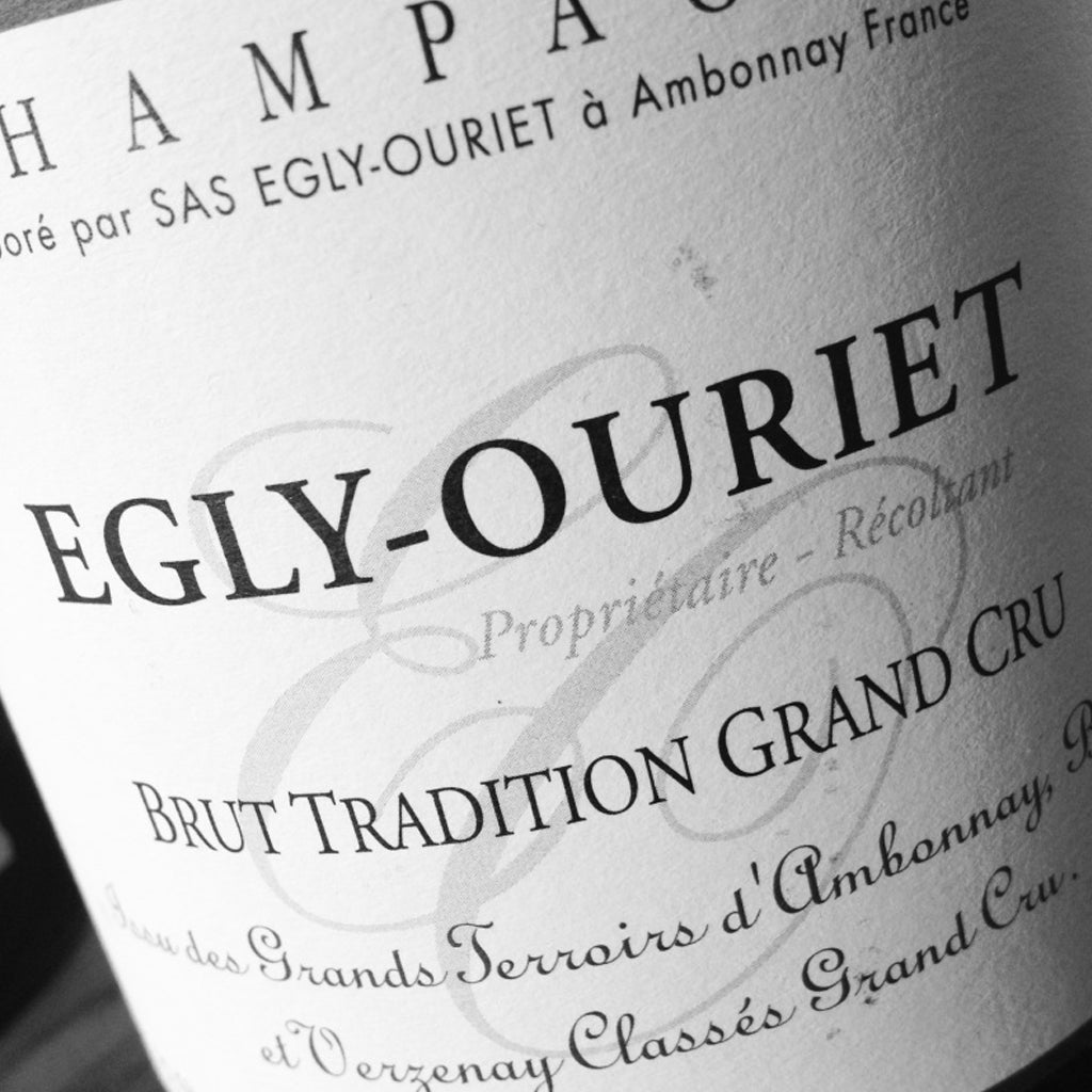 Close up image of Champagne Egly-Ouriet Brut Tradition Grand Cru Label