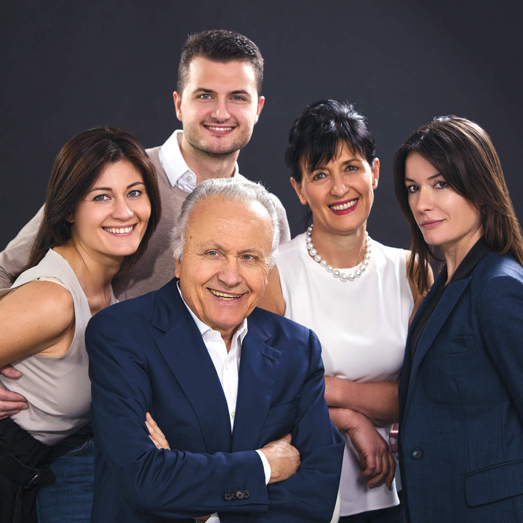 Angelo Gaja, his wife, two daughters and son family portrait