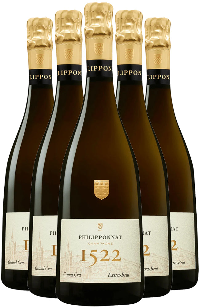 5 bottles of Champagne Philipponnat 1522 Cuvée Blanc Grand Cru on a white background