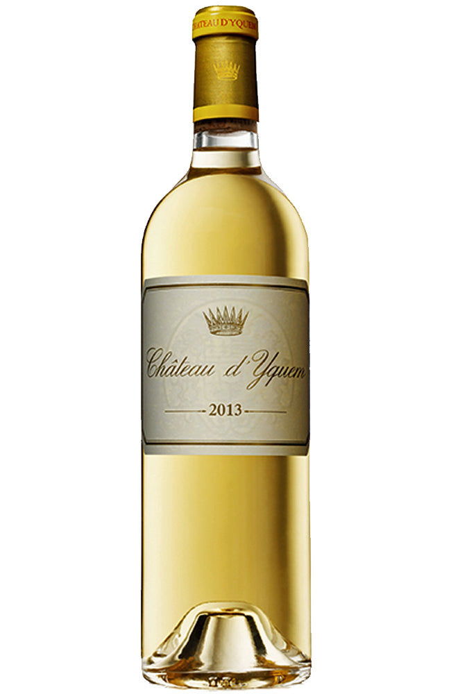Half Bottle of Château d'Yquem Sauternes wine on a white background