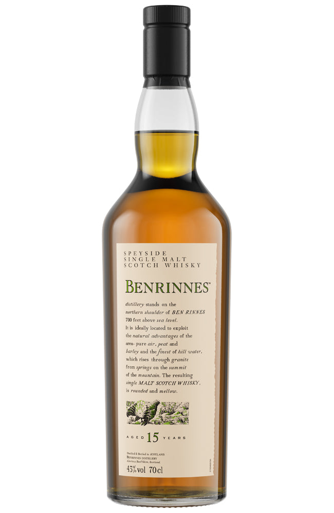 Benrinnes 15 Year Old Speyside Single Malt Scotch whisky bottle on a white background
