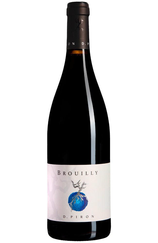 Maison Piron Brouilly Cru Beaujolais Red Wine Bottle on a white background.