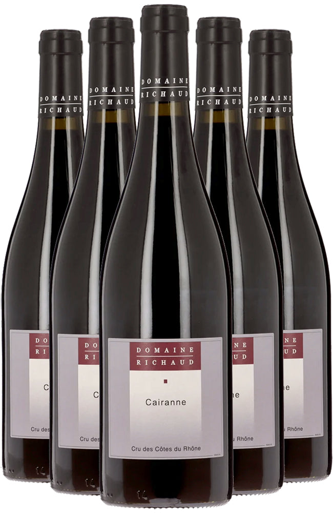 Six bottles of Domaine Richaud Cairanne Rouge Rhône Valley Red Wine
