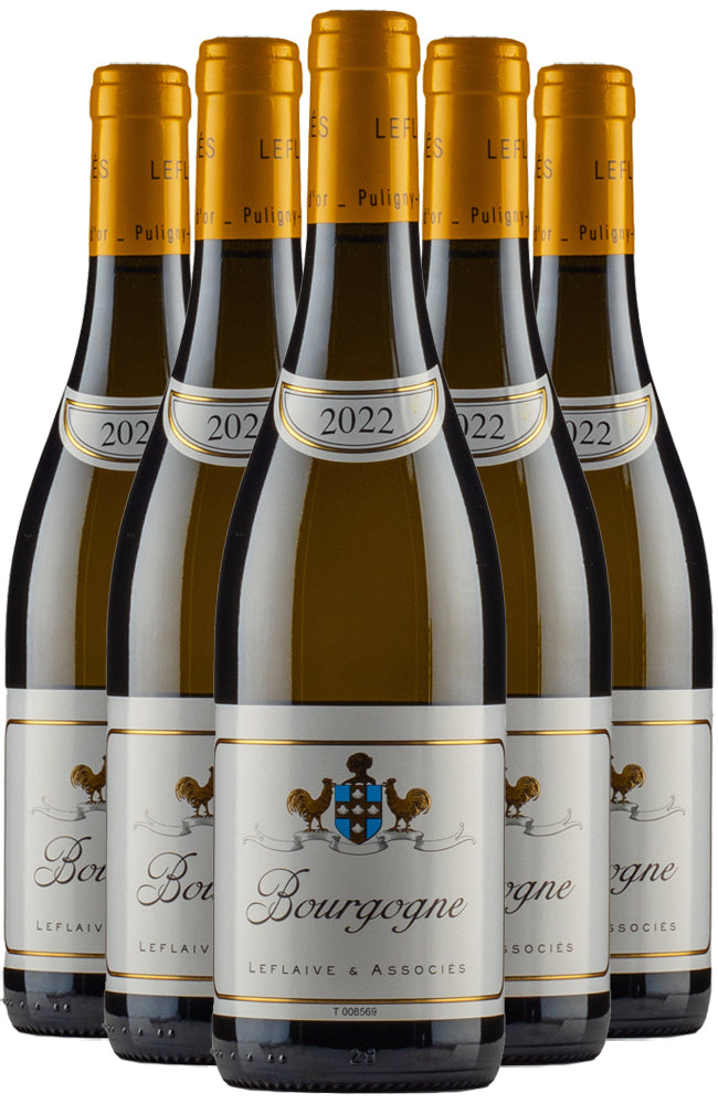 Six Bottles of Leflaive & Associés Bourgogne Blanc on a white background