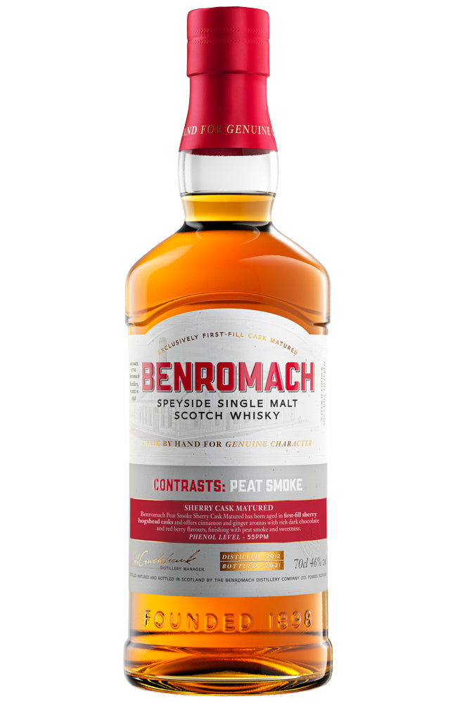 Benromach Contrasts: Peat Smoke Sherry Cask Finished Speyside Single Malt Scotch Whisky