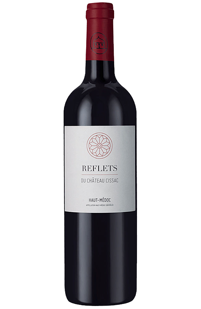 Reflets de Cissac Haut-Médoc Bordeaux Red Wine Bottle on a plain white background