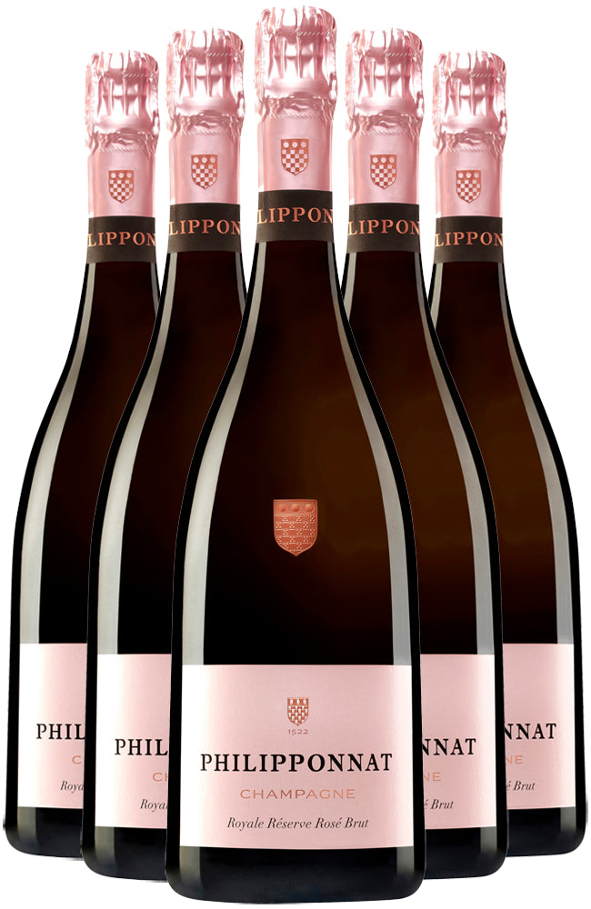 Six Bottles of Champagne Philipponnat Royale Réserve Rosé Brut NV on a white background