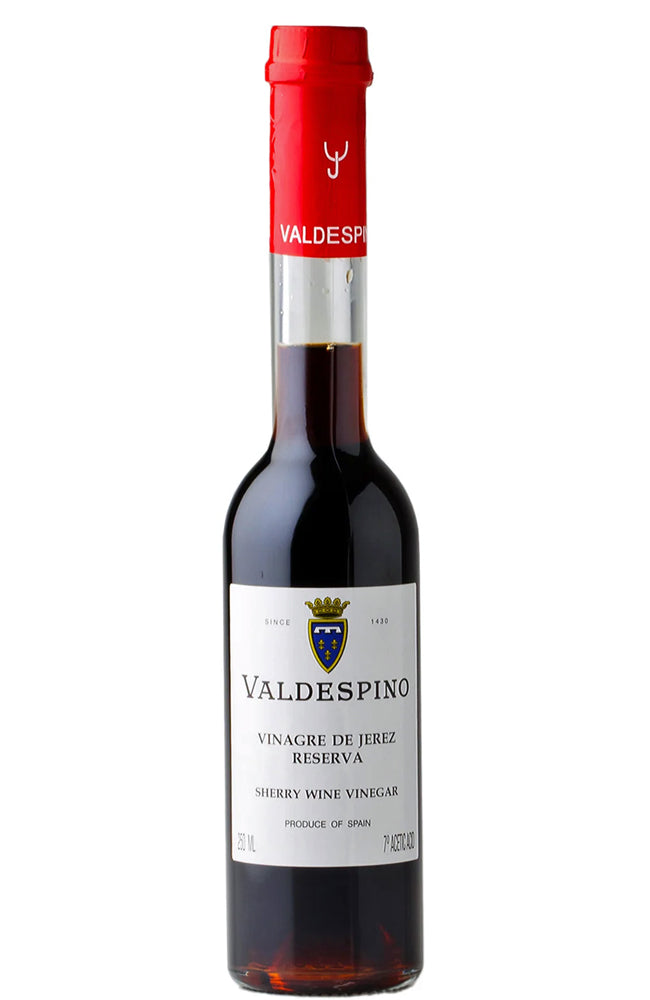Bottle of Valdespino Very Old Reserva Sherry Vinegar on a white background