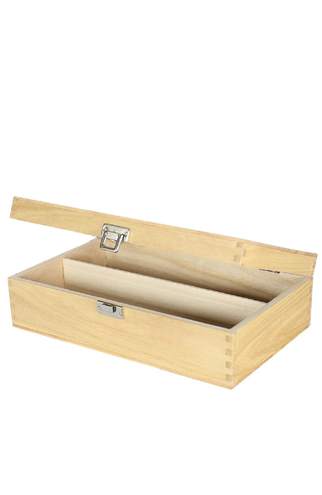 Two Bottle Wooden Wine Box with Hinged Lid