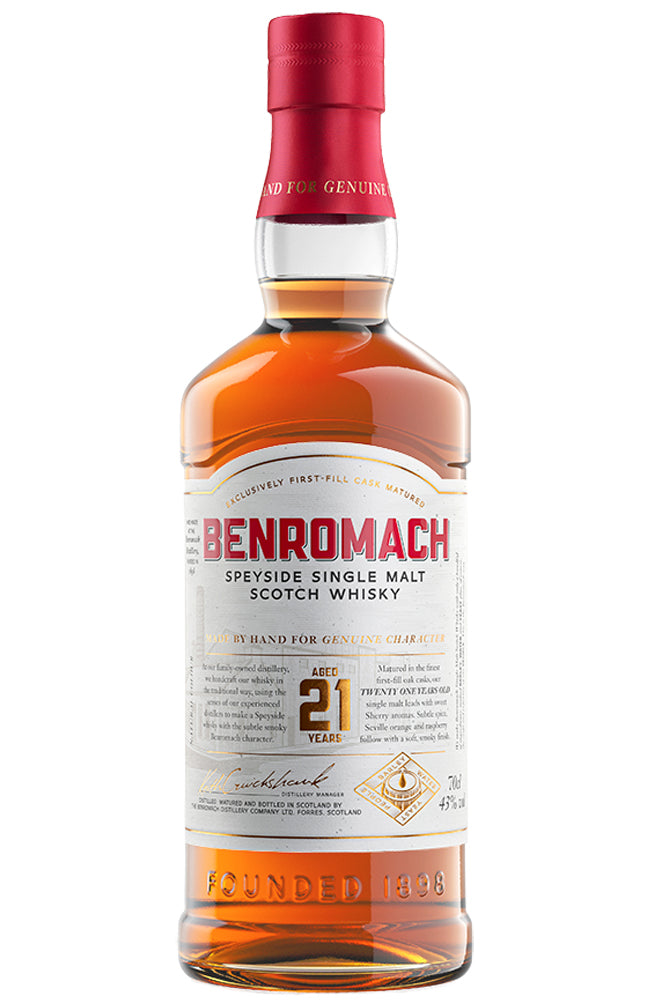 Benromach Speyside Single Malt Scotch Whisky Aged 21 Years Bottle