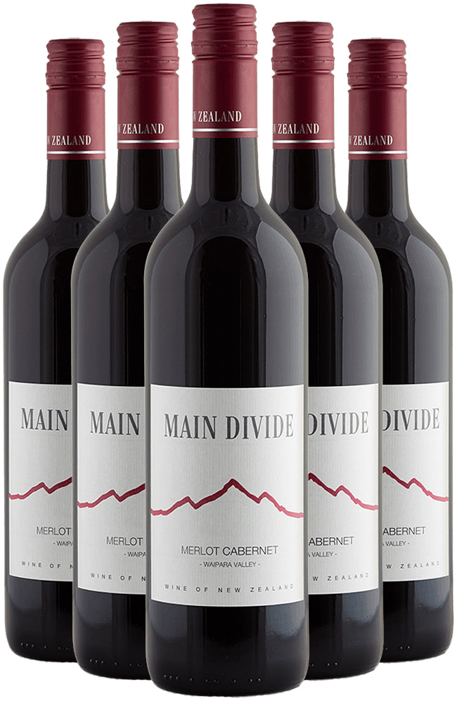 Main Divide North Canterbury Merlot Cabernet Red Wine 6 Bottle Case
