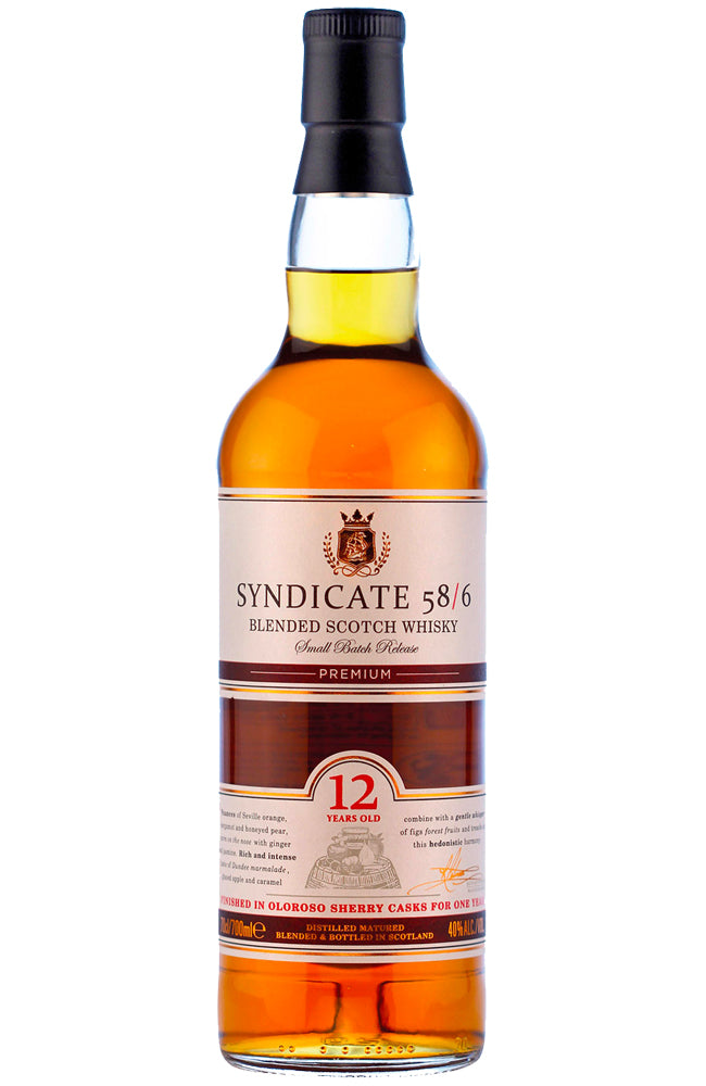 Syndicate 58/6 Premium Small Batch Release 12 Year Old Blended Scotch Whisky Bottle