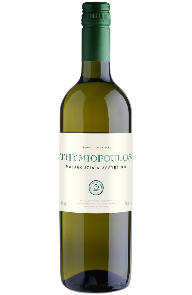 Thymiopoulos Vineyards Malagouzia & Assyrtiko White Wine Bottle